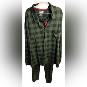 Cuddl Duds Green and Black plaid long sleeve pajama top & pant set- 3XB NWT